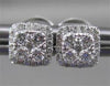 ESTATE .39CT DIAMOND 18KT WHITE GOLD 3D CLUSTER SQUARE HALO STUD EARRINGS 6mm