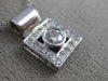 ESTATE .16CT ROUND DIAMOND 14KT WHITE GOLD SOLITAIRE SQUARE HALO PENDANT #19530