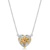 ESTATE .58CT WHITE & FANCY YELLOW DIAMOND 14K 2 TONE GOLD HEART CLUSTER NECKLACE