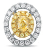 ESTATE 1.33CT WHITE & FANCY YELLOW DIAMOND 18KT TWO TONE GOLD OVAL STUD EARRINGS