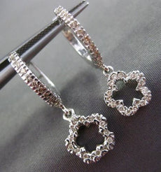 ESTATE .35CT DIAMOND 14KT WHITE GOLD 3D OPEN FLOWER HUGGIE HANGING EARRINGS