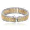 LARGE 29.95CT WHITE & FANCY CANARY DIAMOND 18KT TWO TONE GOLD 3D TENNIS BRACELET