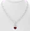 GIA LARGE 8.74CT DIAMOND & AAA RUBY 18K WHITE GOLD FILIGREE HEART LARIAT PENDANT