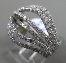 ESTATE WIDE 1.62CT DIAMOND 14KT WHITE GOLD 3D DOUBLE SIDED MULTI ROW FUN RING