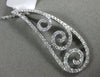 ESTATE LARGE .66CT DIAMOND 18KT WHITE GOLD GRADUATING FLEUR DE LIS WAVE PENDANT