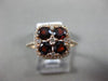 ESTATE 1.57CT DIAMOND & AAA GARNET 14K ROSE GOLD 3D SQUARE FLOWER OVAL HALO RING