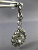 ANTIQUE LARGE  7.0CT ROSE CUT DIAMOND 14KT WHITE GOLD 3D FLOWER HANGING EARRINGS