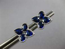 ESTATE 1.16CT DIAMOND & AAA SAPPHIRE 18KT WHITE GOLD 4 LEAF CLOVER STUD EARRINGS