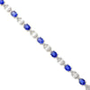 ESTATE 7.39CT DIAMOND & AAA SAPPHIRE 18KT WHITE GOLD ROUND OVAL TENNIS BRACELET