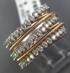 ESTATE WIDE .61CT ROUND DIAMOND 14KT ROSE GOLD 3D MULTI ROW ROPE LOVE RING