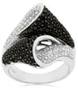 ESTATE 1.95CT WHITE & BLACK DIAMOND 14KT WHITE GOLD PYRAMID TRIANGULAR PAVE RING