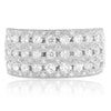 ESTATE WIDE 1.45CT DIAMOND 14KT WHITE GOLD MULTI ROW FILIGREE ANNIVERSARY RING
