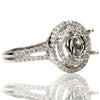 ESTATE .54CT DIAMOND 18KT WHITE GOLD 3D DOUBLE HALO SEMI MOUNT ENGAGEMENT RING