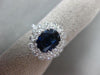 ESTATE LARGE 3.53CT DIAMOND & AAA SAPPHIRE 14KT WHITE GOLD OVAL ENGAGEMENT RING