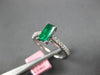 ESTATE .74CT DIAMOND & AAA EMERALD 18K WHITE GOLD 3D RECTANGULAR ENGAGEMENT RING