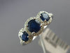 ESTATE 1.55CT DIAMOND & AAA SAPPHIRE 14K WHITE GOLD THREE STONE ANNIVERSARY RING