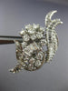 ANTIQUE EXTRA LARGE 7CT ROUND & BAGUETTE DIAMOND PLATINUM 3D FLOWER EARRINGS
