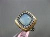 ANTIQUE .20CT DIAMOND & BLUE AGATE 14K BLACK & YELLOW GOLD FILIGREE ITALIAN RING