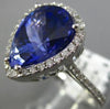ESTATE LARGE 7.10CT DIAMOND & AAA TANZANITE 14KT WHITE GOLD HALO ENGAGEMENT RING