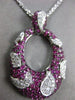LARGE 2.58CT DIAMOND & AAA PINK SAPPHIRE 18KT WHITE GOLD 3D OVAL LEAF PENDANT