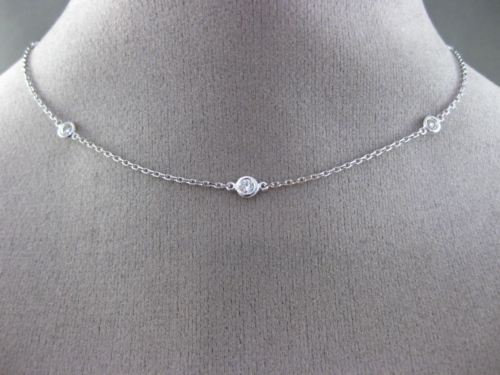 ESTATE .72CT DIAMOND 14KT WHITE GOLD 3D DOUBLE SIDED BY THE YARD NECKLACE 4mm