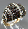 ESTATE WIDE 3.33CT WHITE DIAMOND & ORANGE SAPPHIRE 18KT TWO TONE GOLD DOME RING