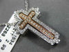 ESTATE LARGE .44CT DIAMOND 14K WHITE & ROSE GOLD FILIGREE MILGRAIN CROSS PENDANT