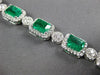 ESTATE LARGE 14.25CT DIAMOND & AAA EMERALD 18K WHITE GOLD SQUARE TENNIS BRACELET