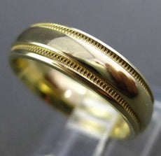 ESTATE 14K YELLOW GOLD CLASSIC MILGRAIN WEDDING ANNIVERSARY RING BAND 5mm #23645