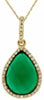ESTATE .12CT DIAMOND & AAA GREEN AGATE 14KT YELLOW GOLD PEAR SHAPE HALO PENDANT