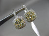 ESTATE 1.12CT WHITE & FANCY YELLOW DIAMOND 14K 2 TONE GOLD 3D HANGING EARRINGS
