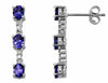 1.22CT DIAMOND & AAA TANZANITE 14KT WHITE GOLD 3D THREE STONE HANGING EARRINGS