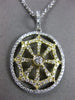 ESTATE .87CT DIAMOND 18K WHITE & YELLOW GOLD 3D SOLITAIRE SPIDER WEB FUN PENDANT