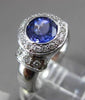 ESTATE LARGE 2.08CT DIAMOND & AAA TANZANITE 14K WHITE GOLD BEZEL ENGAGEMENT RING