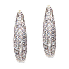 ESTATE .71CT DIAMOND 18K WHITE GOLD CLASSIC PAVE MULTI ROW OVAL HANGING EARRINGS