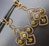 ESTATE LARGE 3.14CT WHITE & FANCY YELLOW DIAMOND 18K 2 TONE GOLD FLOWER EARRINGS