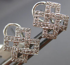 ESTATE .37CT DIAMOND 18KT WHITE GOLD 3D CLASSIC OPEN X LOVE CLIP EARRINGS #17527