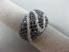 ESTATE 2.56CT WHITE & BLACK DIAMOND 14KT WHITE GOLD MULTI ROW ZIG ZAG FUN RING