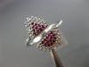 ESTATE WIDE .37CT DIAMOND & AAA RUBY 14KT WHITE GOLD 3D PAVE SEMI ETERNITY RING