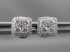 ESTATE .39CT DIAMOND 18KT WHITE GOLD 3D CLUSTER SQUARE HALO STUD EARRINGS 6mm