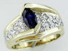 1.25CT DIAMOND & AAA SAPPHIRE 14KT YELLOW GOLD MARQUISE & ROUND ENGAGEMENT RING