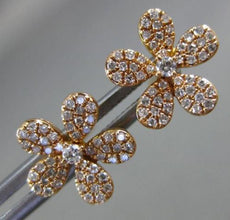 ESTATE .41CT ROUND DIAMOND 18KT ROSE GOLD 3D CLASSIC FLOWER LOVE STUD EARRINGS