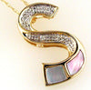 ESTATE .03CT DIAMOND & AAA MOTHER OF PEARL 14KT YELLOW GOLD 3D S INITIAL PENDANT