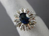 ESTATE WIDE 1.20CT DIAMOND & AAA SAPPHIRE 14KT WHITE GOLD OVAL FLOWER FUN RING
