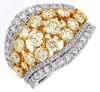 LARGE 3.60CT WHITE & FANCY YELLOW DIAMOND 14KT WHITE GOLD WAVE ANNIVERSARY RING