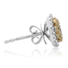 ESTATE .88CT WHITE & FANCY YELLOW DIAMOND 14K WHITE GOLD 3D FLOWER STUD EARRINGS