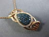 ESTATE .42CT WHITE & BLUE DIAMOND 14KT ROSE GOLD MOON CLUSTER TEAR DROP PENDANT