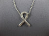 ESTATE .18CT DIAMOND 14KT WHITE GOLD 3D CANCER AWARENESS SIGN NECKLACE