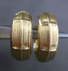 ESTATE WIDE 14KT YELLOW GOLD 3D MATTE & SHINY HAMMER LOOK HOOP EARRINGS