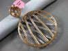 ESTATE LARGE 4.08CT WHITE PINK DIAMOND 18KT GOLD ZIG ZAG CIRCLE FLOATING PENDANT